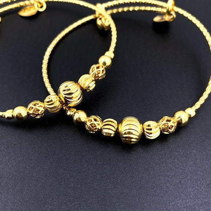 Fashion Copper Plated Gold Bracelet Push Pull Beaded Gold Bell Women's Bracelet Gift Jewelry