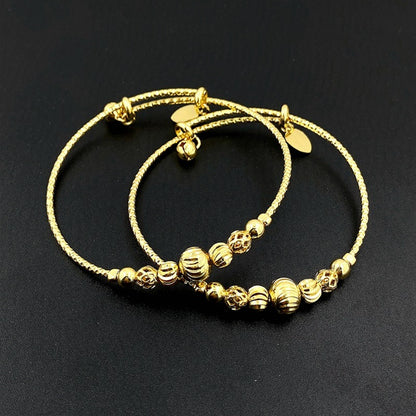 Fashion Copper Plated Gold Bracelet Push Pull Beaded Gold Bell Women's Bracelet Gift Jewelry