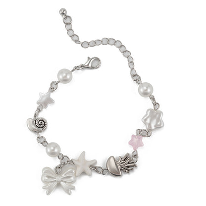 Ocean vacation style starfish versatile set, handmade small fresh pearl alloy necklace