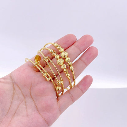 Fashion Copper Plated Gold Bracelet Push Pull Beaded Gold Bell Women's Bracelet Gift Jewelry